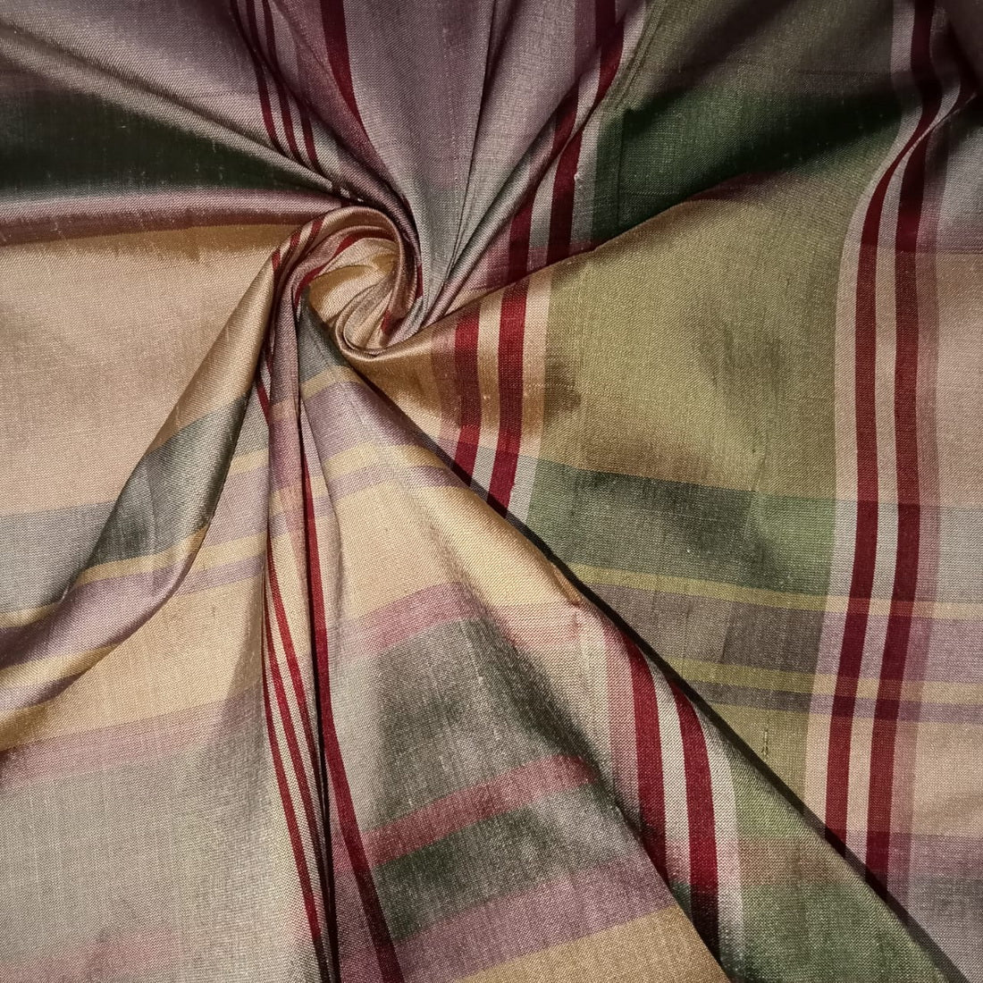 100% silk dupion fabric green red pink Plaids 54&quot; wide DUPNEWC8[3]