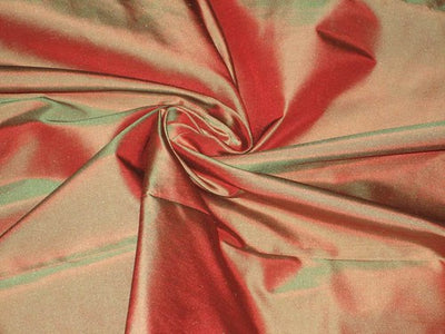 SILK TAFFETA FABRIC ~Orange with Green shot 54&quot; wide