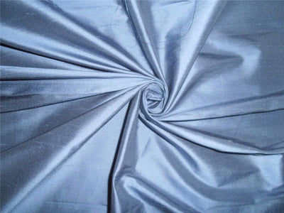 100% PURE SILK DUPIONI FABRIC DUSTY BLUE colour 44&quot;wide