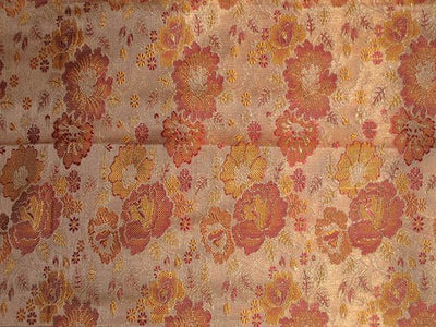 Pure Silk fabric with Floral jacquard design~Width 44~Rust