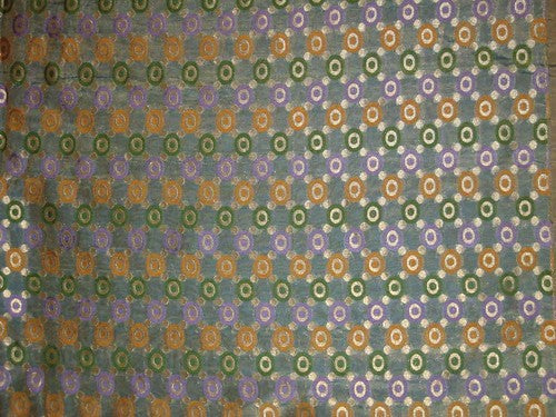Pure silk fabric~Width 44~Jacquard design~Blue colour with Orange