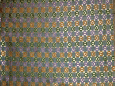 Pure silk fabric~Width 44~Jacquard design~Blue colour with Orange