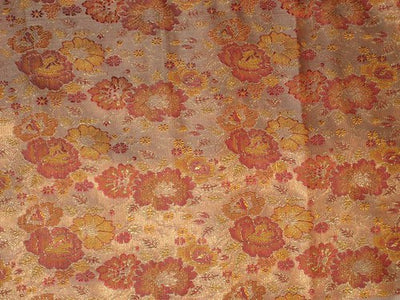 Pure Silk fabric with Floral jacquard design~Width 44~Rust