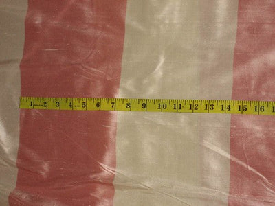 Silk dupioni Stripes Pink & Ivory color 54" wide DUP#S40[2]