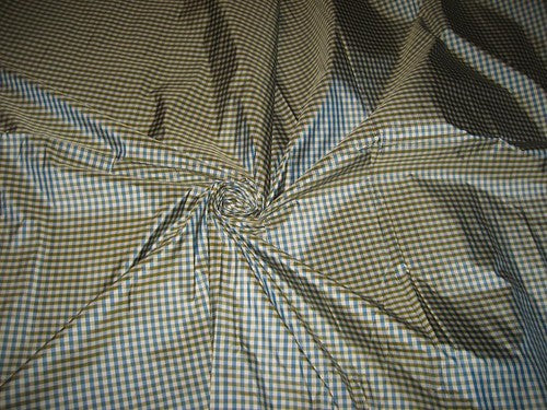 SILK TAFFETA FABRIC Navy blue,green and white colour plaid 54&quot; wide TAFC1[5]