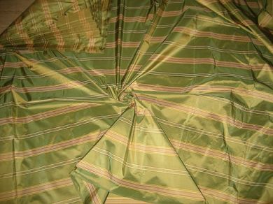 Silk Taffeta Fabric Apple Green n lime yellow stripes TAFS14[1] 54&quot; wide