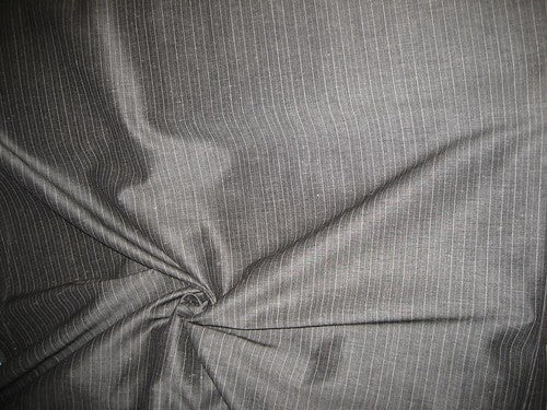 Superb Quality Linen Club Dark blackish grey with white/grey horizontal stripes Fabric ~ 58&quot; wide
