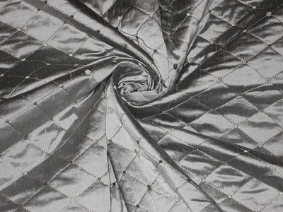 SILK DUPIONI quilted pintuck Dark steel grey colour Fabric DUPP9