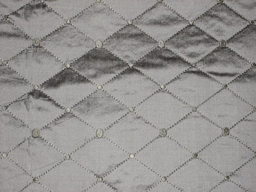 SILK DUPIONI quilted pintuck Dark steel grey colour Fabric DUPP9