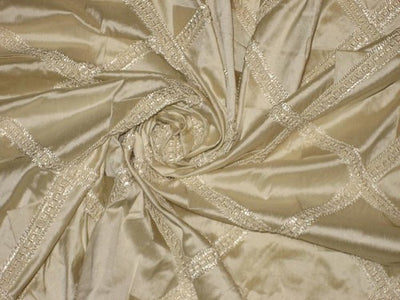 Silk dupioni  rich ivory diamond pintuck design 54" width~ with lace embroidered DUPP24[1]