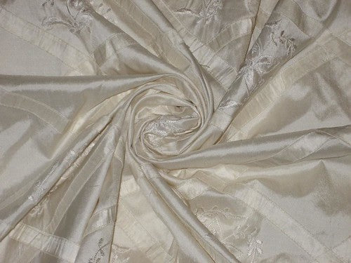 ivory diamond pintuck design ~with lace embroidered silk dupion 44&quot; wide