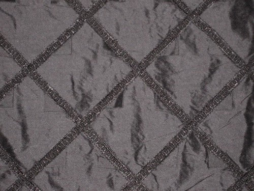 dupioni silk 54 width silk rich black diamond pintuck design ~with lace embroidered&quot;
