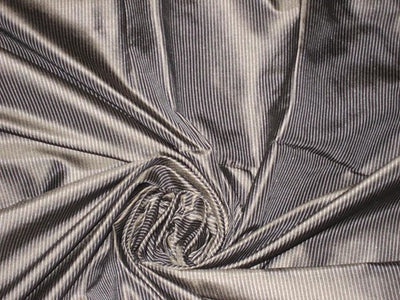 SILK TAFFETA FABRIC dark cocoa with white pin stripes 54&quot; wide