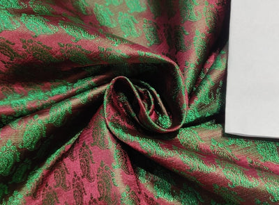 Silk Brocade fabri available in two designs green and red/ black and metallic gold color 44" wide BRO68