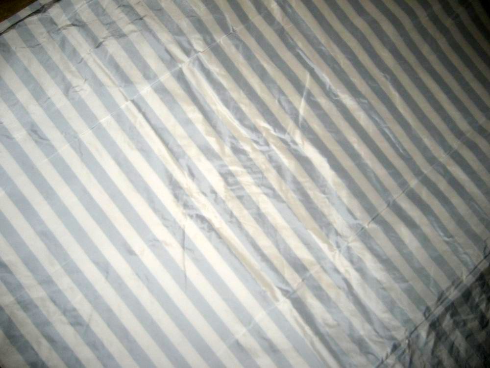 silk taffeta 1 inch stripe~white/sky blue 54&quot; wide
