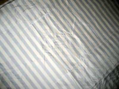 Silk taffeta one inch stripes 54&quot; ~white sky blue