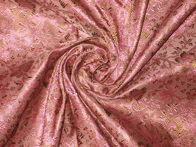 Silk Brocade Fabric Candy Pink &amp; Green Color~Width 44 BRO7[6]
