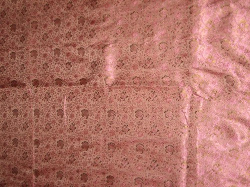 Silk Brocade Fabric Candy Pink &amp; Green Color~Width 44 BRO7[6]