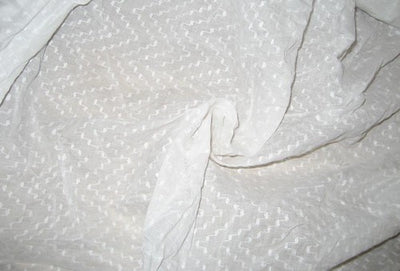 White cotton organdy fabric leno dobby curvy zigzag design 44&quot; wide