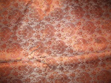 Brocade fabric-indian paisley Vermilion orange red colour44&quot; wide BRO27[6]