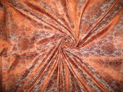 Brocade fabric-indian paisley Vermilion orange red colour44&quot; wide BRO27[6]