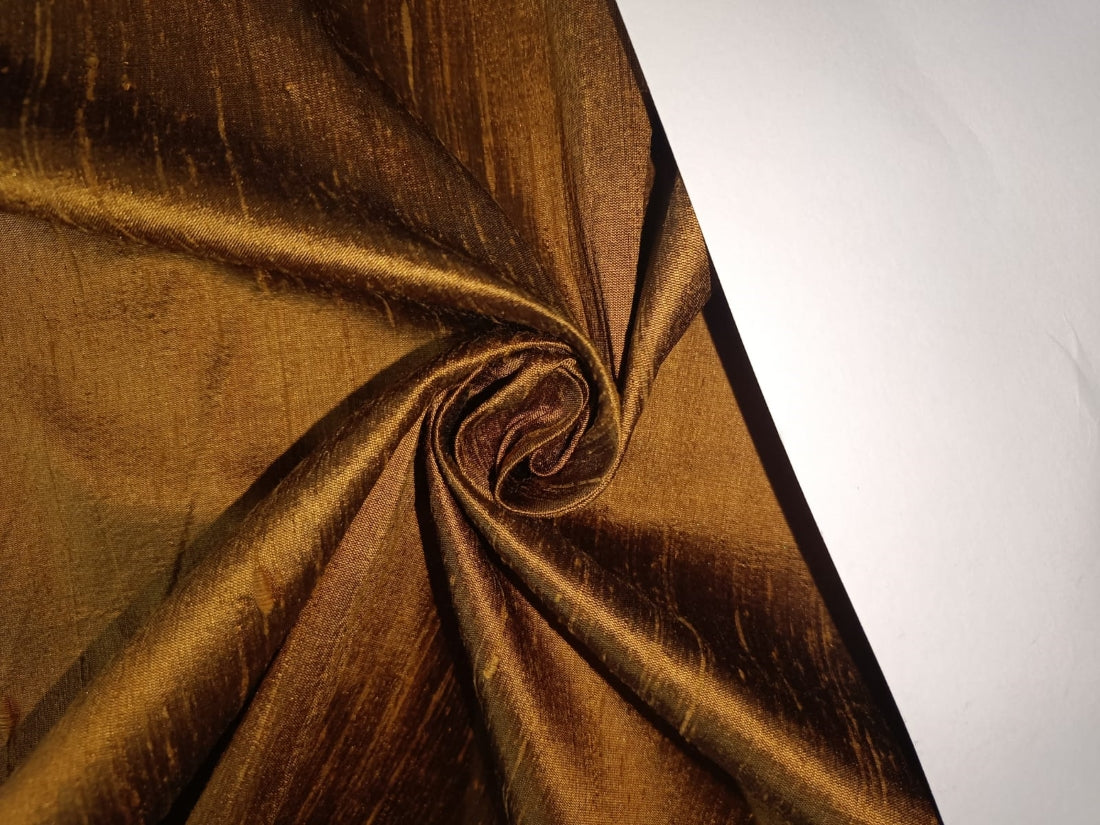 100% PURE SILK DUPIONI FABRIC COPPER  54" wide WITH SLUBS MM111[3]