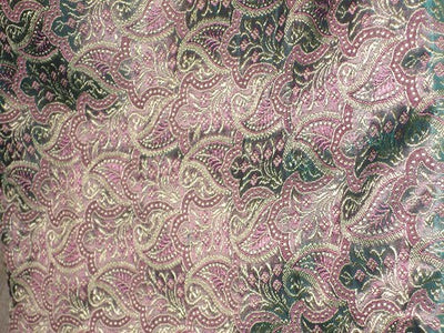 Silk Brocade 44&quot;Sea green,pink &amp; gold Colour
