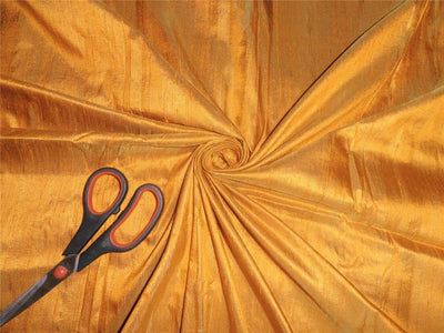 100% pure silk dupioni fabric mustard colour 44&quot; wide with slubs MM39[1]