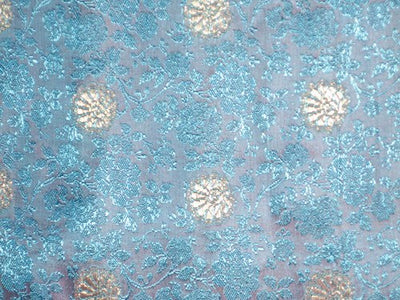 Silk brocade fabric Lavender &amp; Blue colour 44&quot; single length 0.50 cms BRO37[1]