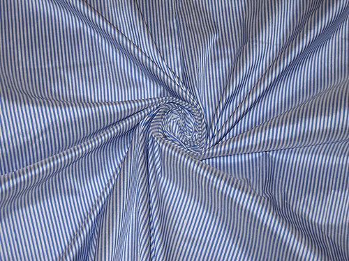 Silk Dupioni Fabric Blue &amp; White Stripes width 54&quot;
