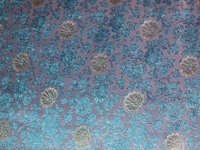 Silk brocade fabric Lavender &amp; Blue colour 44&quot; single length 0.50 cms BRO37[1]
