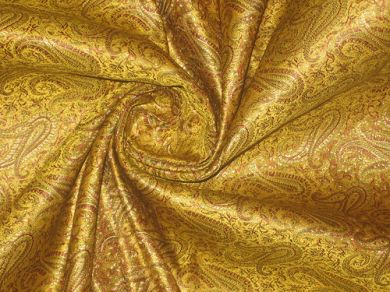 spicy mustard yellow paisley brocade jacquard