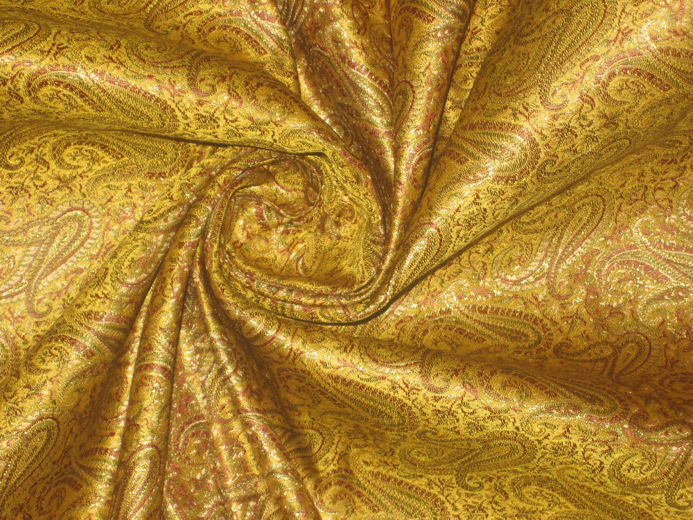 Brocade jacquard spicy mustard yellow paisley  BRO40[1]