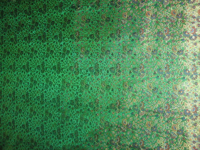 Silk Brocade Fabric Green &amp; Gold floral design 44&quot;BRO38[1]