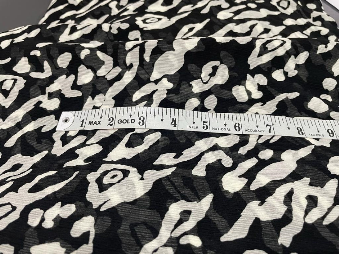 Chiffon printed  black and white color fabric 58" wide