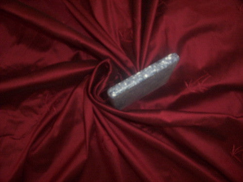 wine / black colour silk dupioni fabric embroidered 54&quot; wide