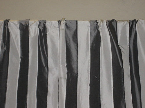 Silk Taffeta Fabric Charcoal &amp; Ivory satin stripes 54&quot; wide TAFS67[2]