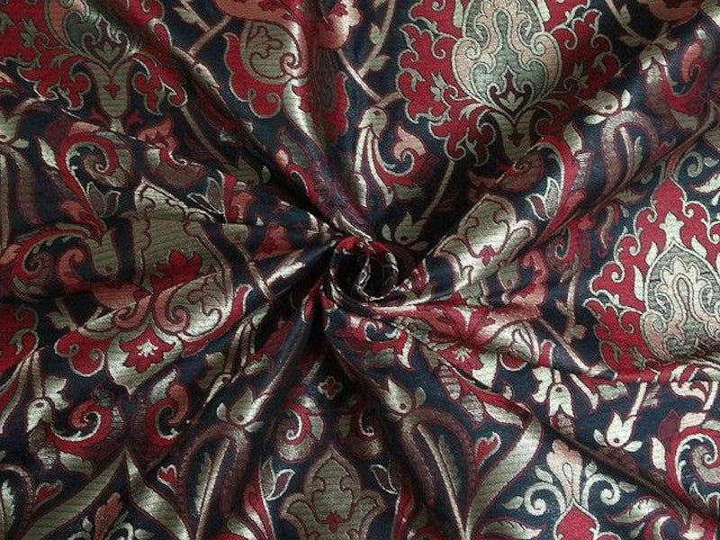 Brocade fabric Red,Black & Metallic Gold Color 44" wide BRO318[2]