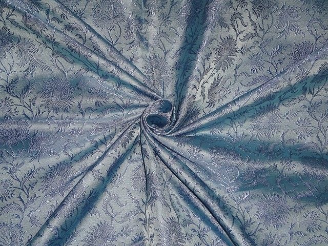 SILK BROCADE FABRIC Shades of Blue Colour