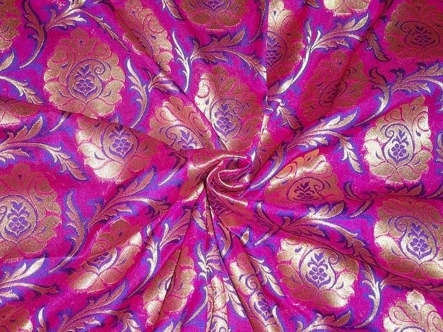 Heavy Brocade Fabric Pink,Purple & Metallic Gold color 44" WIDE BRO339[3]