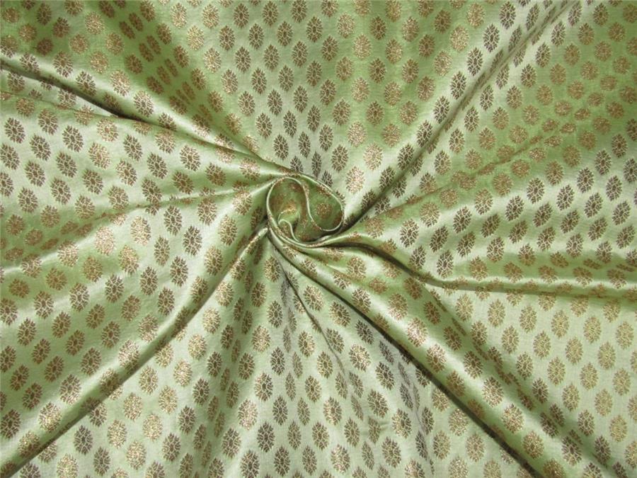 Brocade fabric mint green x metallic gold color 44&quot;wide