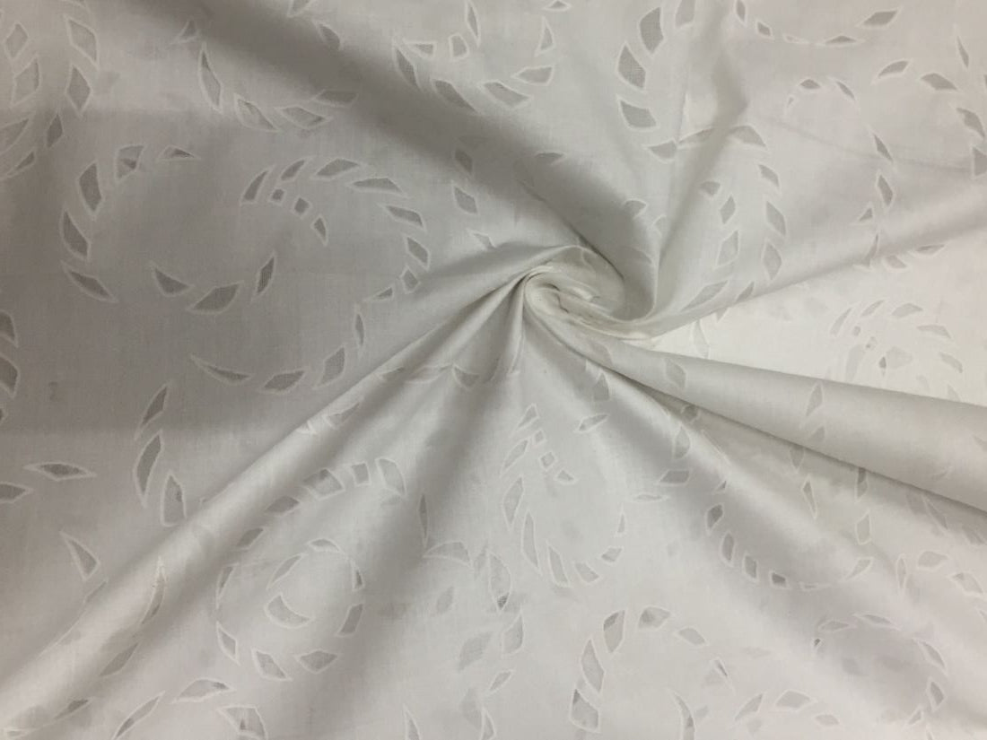 White cotton fabric pc brasso print 44&quot; wide