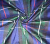 100% silk dupion blue green tartan Plaids fabric 54&quot; wide
