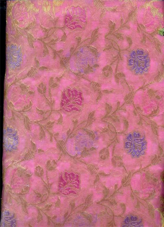 Jacquard silk Organza fabric Metallic Gold,pink