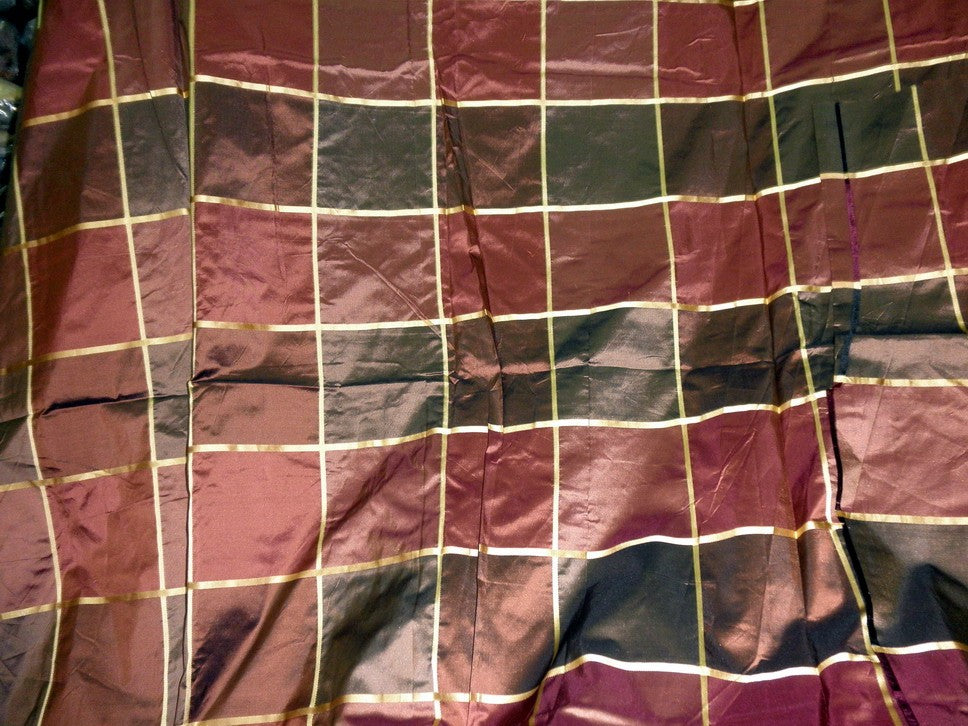 Silk taffeta gorgeous dark plaids w/satin stripesTAFCS5 54&quot; wide