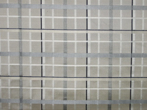 SILK TAFFETA FABRIC Silver,Grey &amp; Ivory satin plaids TAFCS#1