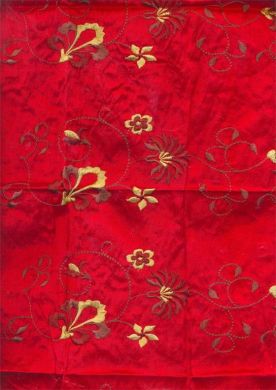 silk dupioni embroidered 44&quot; wide~chilly red DUPE26[5]
