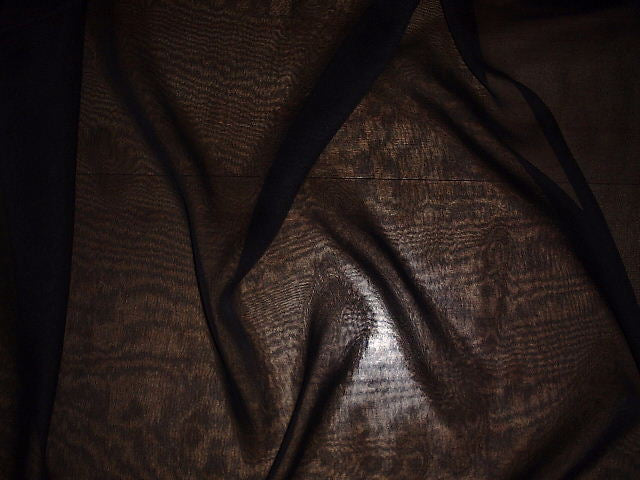 Jet Black silk chiffon fabric 54