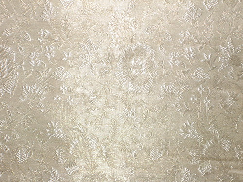 Pure Silk Brocade Fabric Ivory &amp; Gold color 44&quot;