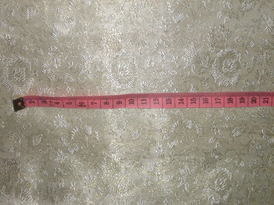 Pure Silk Brocade Fabric Ivory &amp; Gold color 44&quot;